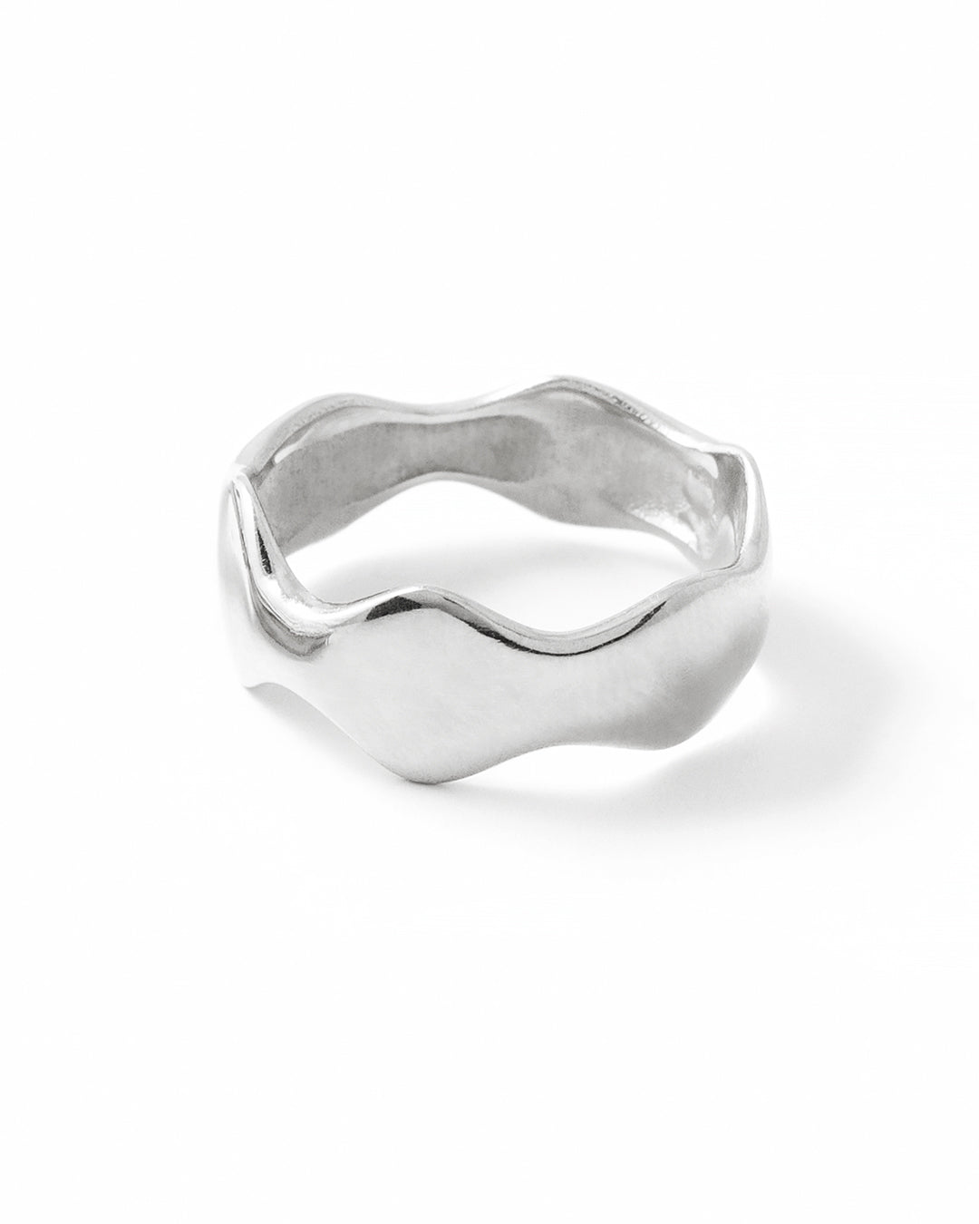 Ocean-Inspired Wavy Silver Ring