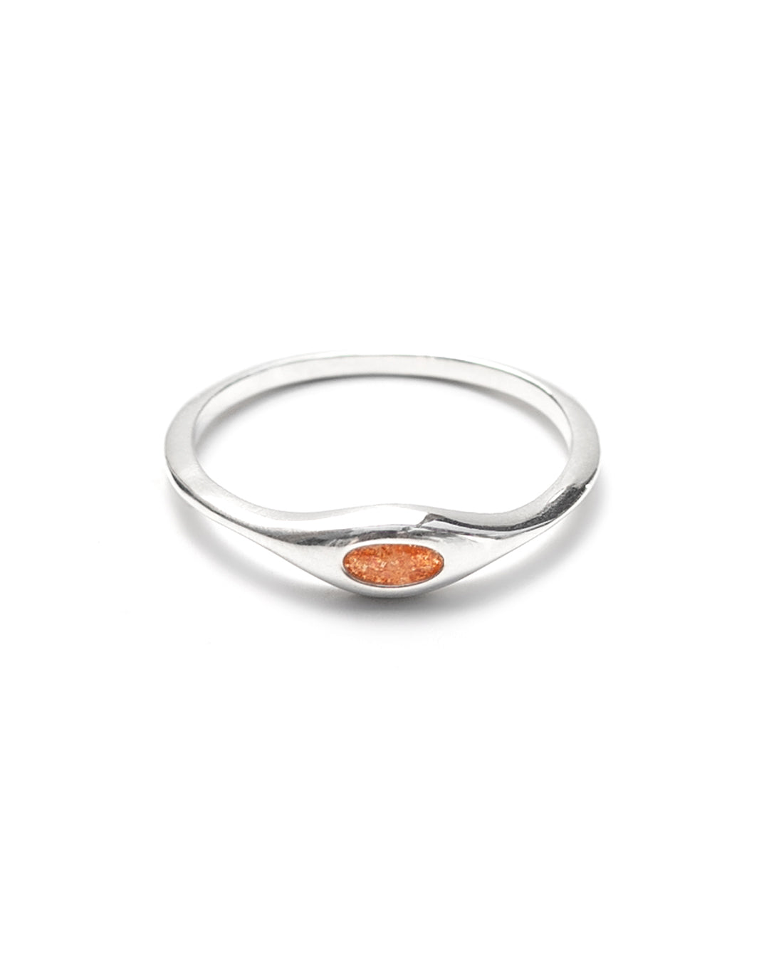 Sterling Silver Signet Ring Featuring Oval Sunstone